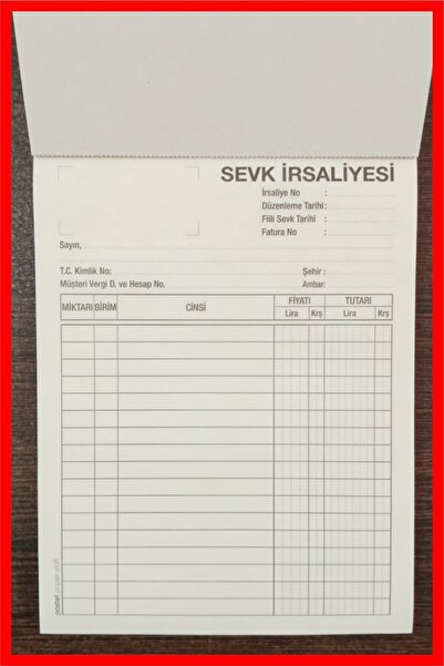 Pastel Sevk Irsaliyesi 14x20 Cm Boyutunda 2/50 Otokopili 1 Asıl 1 Suret 2 Nüs...