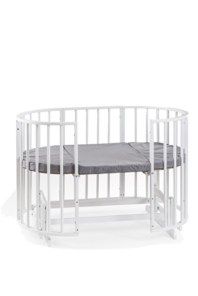 Bamgidoo Ahşap Beşik (BEBEĞİNİZ İLE BÜYÜYEN BEŞİK) Beyaz Sarı Yıldız Uyku Seti Yatak Tekerlekli