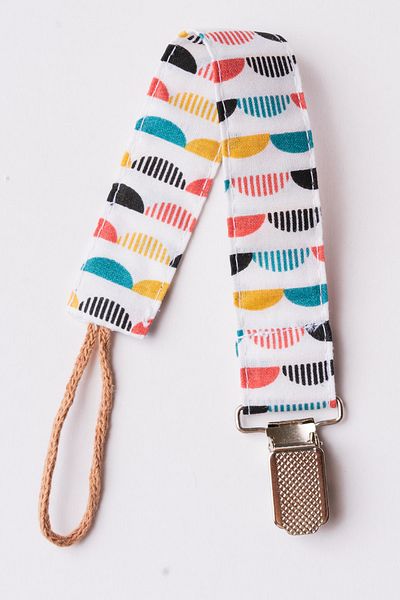 MyVera Vintage Patterned White Pacifier Strap - Fabric Cotton Laced Pacifier Chain - Pacifier Holder
