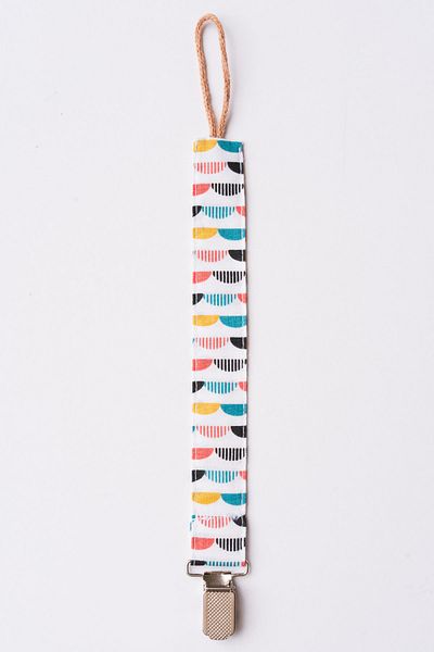 MyVera Vintage Patterned White Pacifier Strap - Fabric Cotton Laced Pacifier Chain - Pacifier Holder