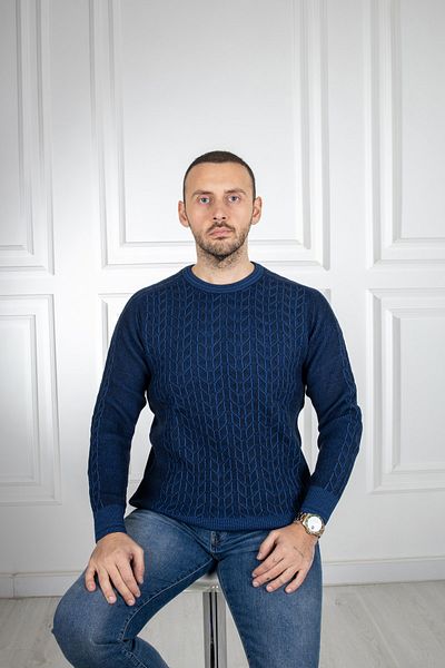 Sarar Interviu Pulover din tricotaj albastru bleumarin cu decolteu