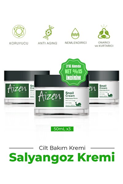 Aizen Salyangoz Kremi - 3 Adet - Kırışıklık - Çatlak - Sıkılaştırma - Elastin...