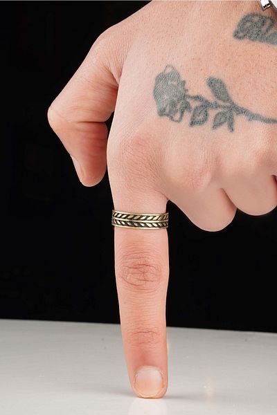 The Collection Caesar Crown Leaf Model Unisex Adjustable Double Color Ring