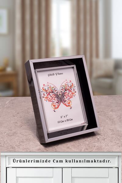 Seniste Milano Camlı Dekoratif Resim Çerçevesi Siyah-gümüş Ayarlanabilir Ayak...
