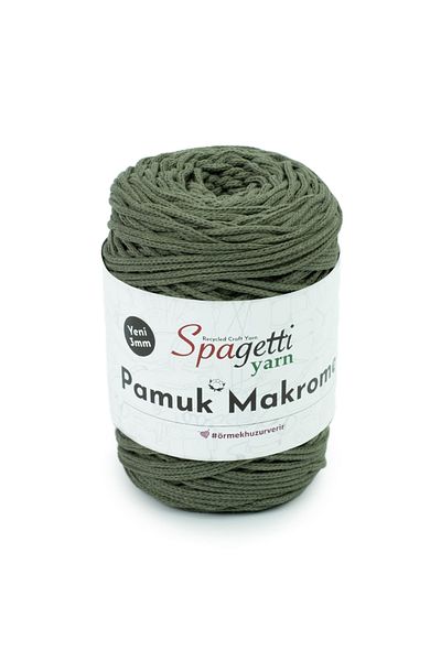 Spagettiyarn Βαμβακερό Μακραμέ 3mm Χακί Πλεκτό Χέρι