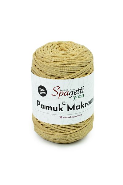 Spagettiyarn Cotton Macrame 3mm Soft Yellow Hand Knitting Thread
