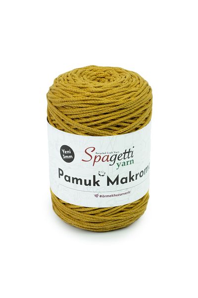 Spagettiyarn Βαμβακερό Μακραμέ 3mm Μουσταρδί Κίτρινο Πλεκτό Κλωστή