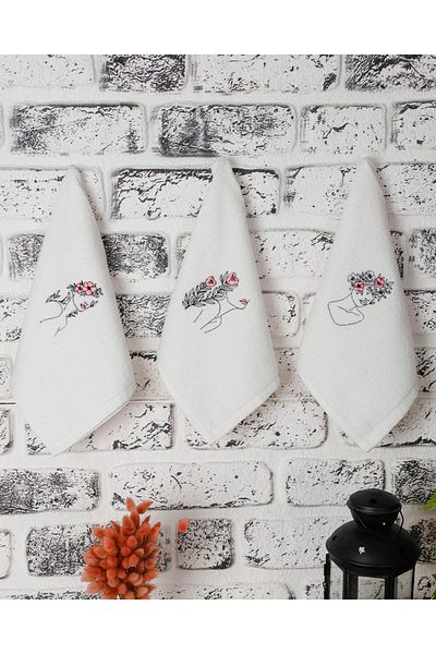 Softest Set de prosoape de bucatarie brodate din catifea 3 bucati Prosop de bucatarie Zestre