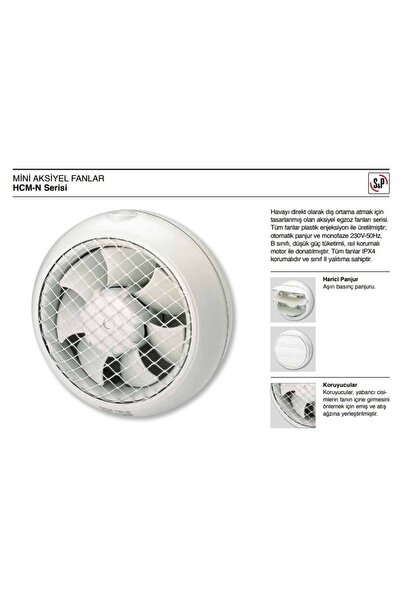 Soler&Palau S&p Hcm-n-150 Geri Akış Panjurlu Pencere / Duvar Tipi Fan 220m3/h