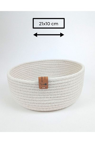 AVANGARDE HOME LIFE Cream Colored Wicker Rope Round Basket