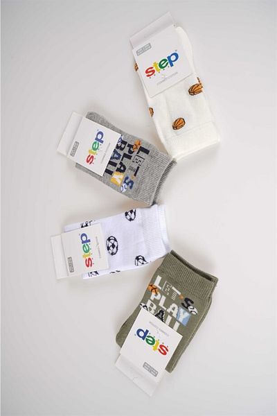 MİNİKO KİDS New Season Boy's Seamless Cotton 4-Piece Socks