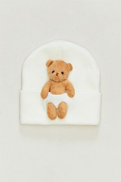 MİNİKO KİDS Unisex Teddy Bear Figured 1-4 Years Knitwear Beret