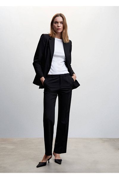 MANGO Woman Straight Cut Women's Fabric Trousers