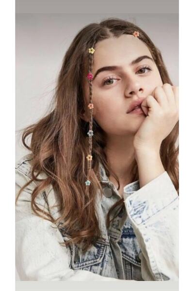 MioArt 24 قطعة من خرزات الشعر الملونة للنساء من حجر الكريستال على شكل زهرة (إ...