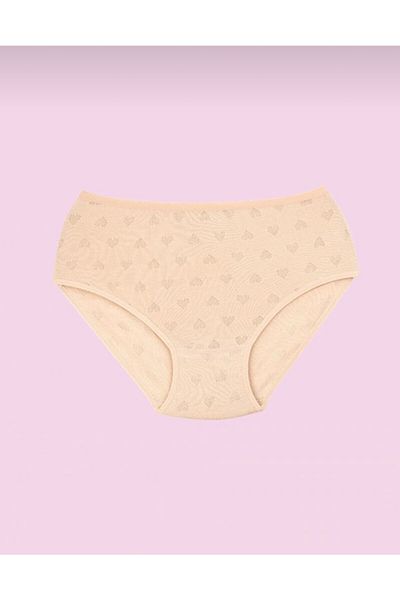 Ceylanoğlu Women's High Waist Patterned Skin 4-Pack Transfered Comfortable Fit Ribbed Bato Panties