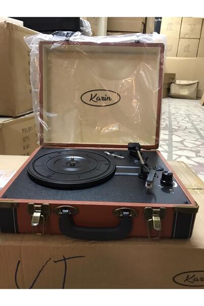 Karin Kahverengi Plak Çalar Bluetooth Aux Dahili Hoparlörlü Pikap 2 Yıl