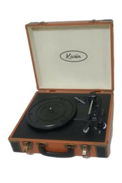 Karin Kahverengi Plak Çalar Bluetooth Aux Dahili Hoparlörlü Pikap 2 Yıl