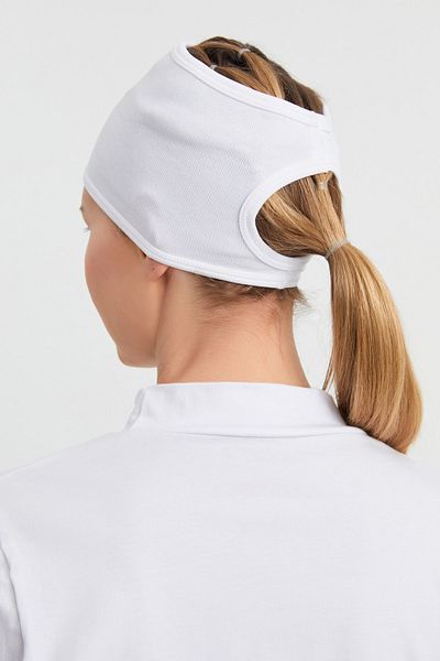 mirach Sport Bone Bandana |   Λευκή γυναικεία μπαντάνα, άνετη χρήση με αθλητικό καπό και κορδέλα