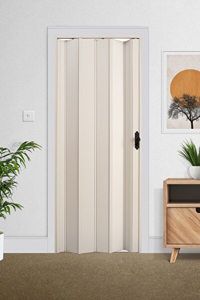 FARAN DEKORASYON 87 X 230 Beyaz Renk Camsız Pvc Akordiyon Katlanır Kapı - Frn...