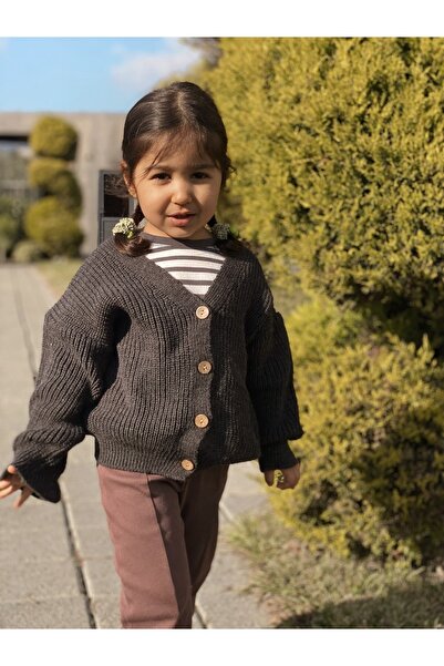 EYC BABY سترة تريكو بأزرار للجنسين من أنثراسايت