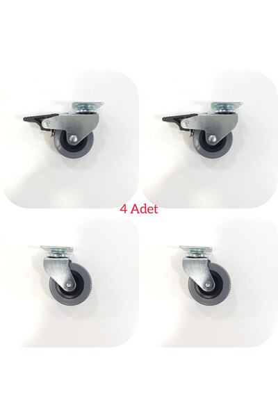 ARON (4 ADET) 50x20 ( 2 Adet Frenli 2 Adet Frensiz ) Teker Masa Büro Sehpa Be...