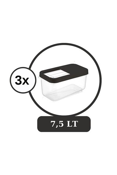 Flosoft طقم تخزين طعام متعدد الصناديق سعة 7.5 لتر مكون من 3 قطع - مدخن