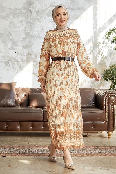InStyle Tanya hajtogatott öves sifon ruha - narancs