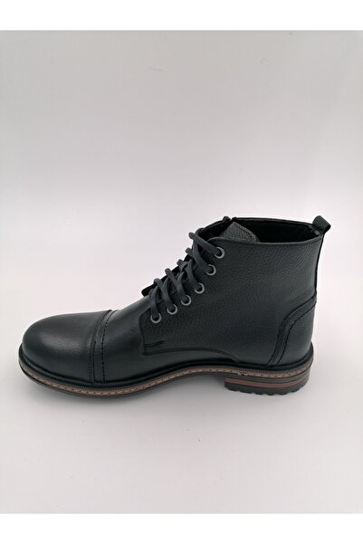 SOLMAZ 8021 Чорні шкіряні черевики на блискавці