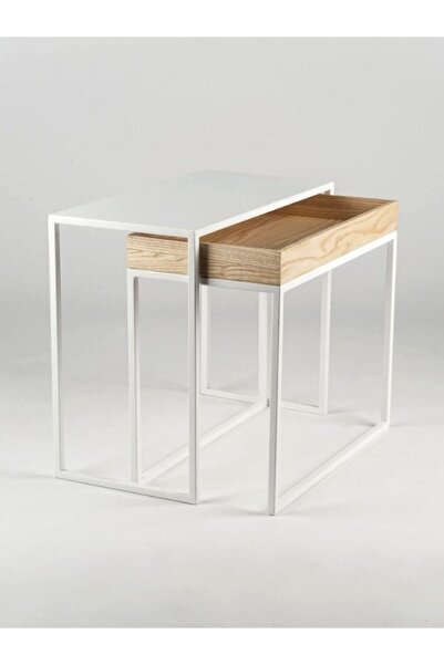 Evka Rook Yan Sehpa Beyaz, Zigon Sehpa