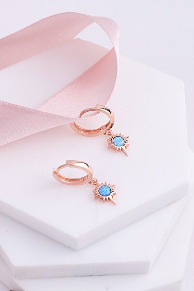 Soprano Silver Kutup Yıldızı Küpe Mavi Opal Taşlı 925 Ayar Gümüş