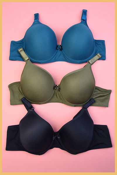 AURRARİ Σουτιέν Push Up Padded 3 τεμαχίων (ΣΚΟΥΡΟ ΜΠΛΕ ΠΡΑΣΙΝΟ ΜΠΛΕ)