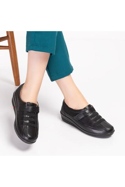 DİA COMFORT Pantofi de damă pentru diabetici complet ortopedici din piele naturală Dia004 negru