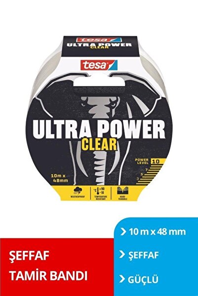 Tesa Tamir Bandı, Şeffaf, Ultra Güçlü, 10m X 48mm - Tamir Bandı