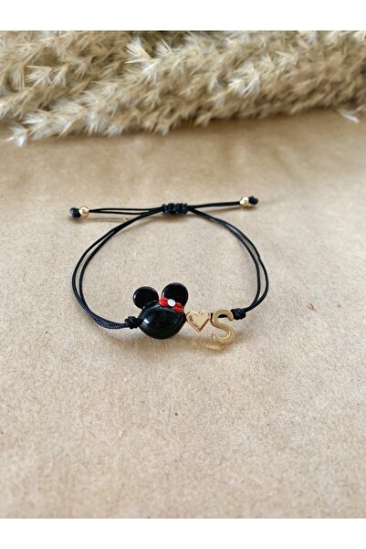 Atelier Çağla Minnie Mickey Mouse Murano Glass Letter Bracelet