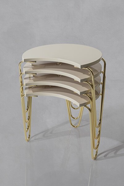 Veys Sehpa 4 Lü Gold Dolunay Orta Sehpa - Zigon Sehpa