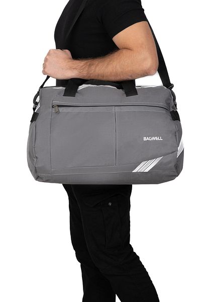 BAGWELL Unisex γκρι μεγάλου μεγέθους αθλητική, ταξιδιωτική και γυμναστική τσάντα