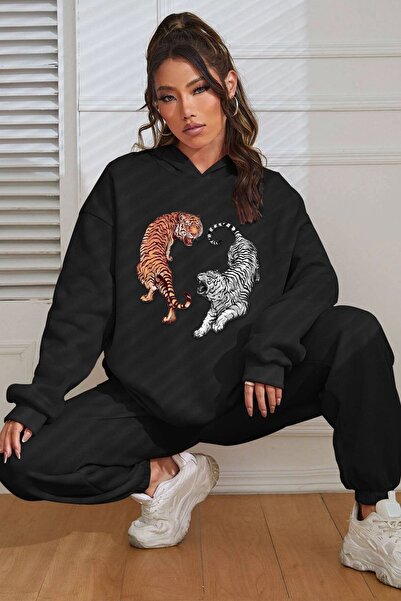 Trend Sizde Set de trening unisex cu design special cu imprimeu tigru, de sus...