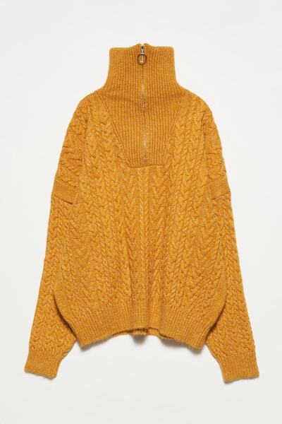 Dilvin 1222 DİLVIN TRUCKER COLLAR ZIPPERED SWEATER