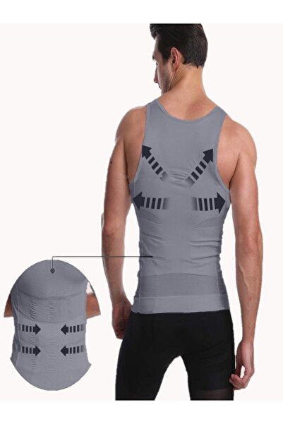 MİSTİRİK Torenova Модель чоловічої майки черевної Gogus Gobek Ефективний корсет для збільшення живота сірого кольору