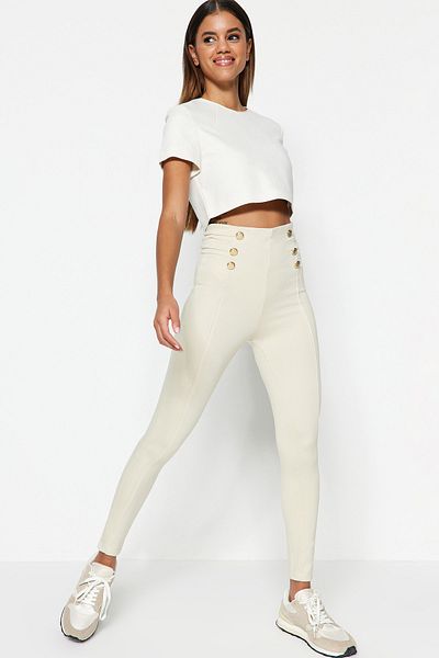 Trendyol Collection Leggings - Beige - High Waist