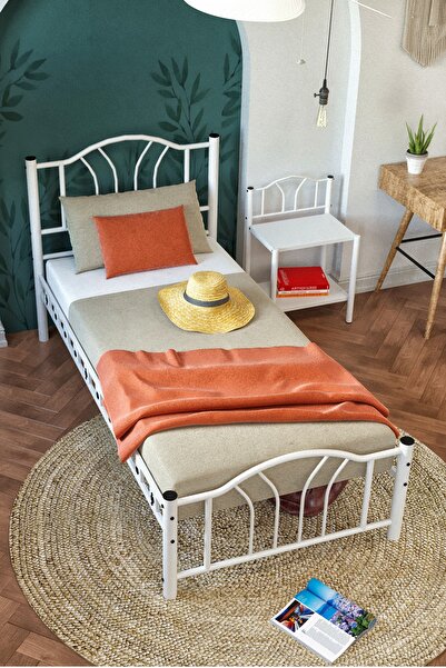 ARGİMO Bella Tek Kişilik Ferforje Metal Karyola Beyaz