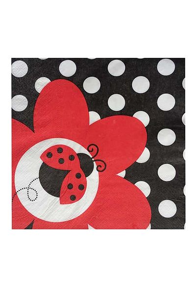 Parti dolabı 20 Pack Ladybug Napkins Black White Red Ladybug Themed Birthday Party Napkin