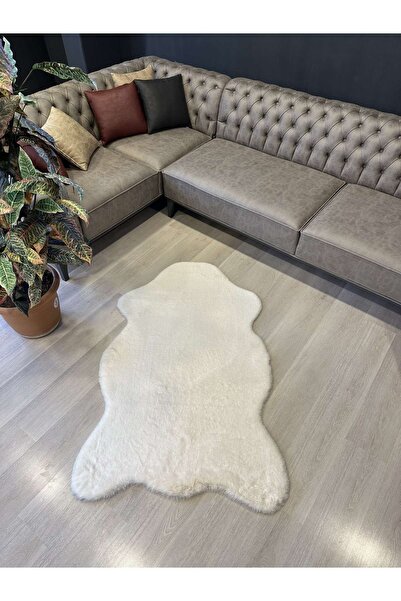 AllstarCarpet Tavşan Tüyü Post Kesim Premium Kalite Tüy Dökmez Halı Beyaz