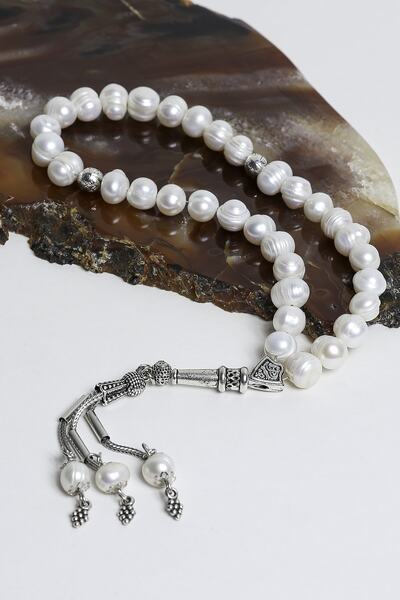 Zümrüt Doğal Taş Official Γνήσιο Πέτρινο Ροζάριο από Φυσικό Μαργαριτάρι 9-10 ...