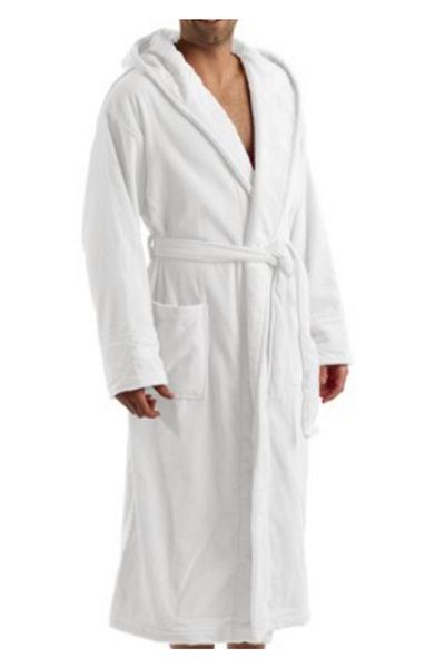 CottonTherapy Hooded White Bathrobe Unisex 100% Cotton