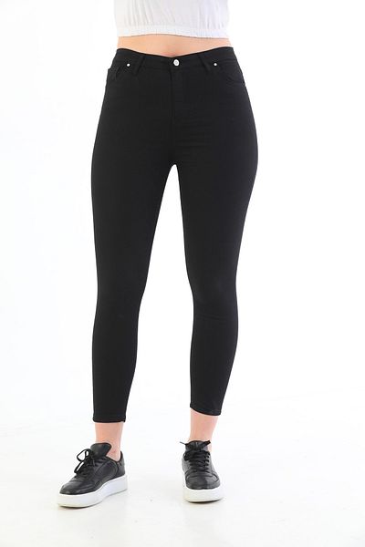 BİKELİFE Black Plus Size High Waist Lycra Gabardine Trousers
