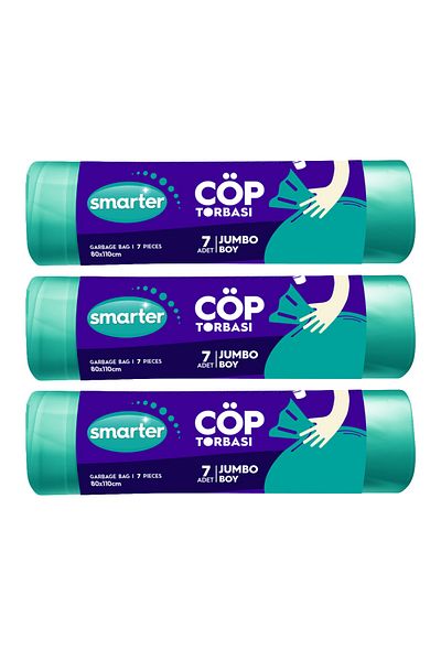 SMARTER 3 قطع من أكياس القمامة بحجم جامبو 80 × 110 سم