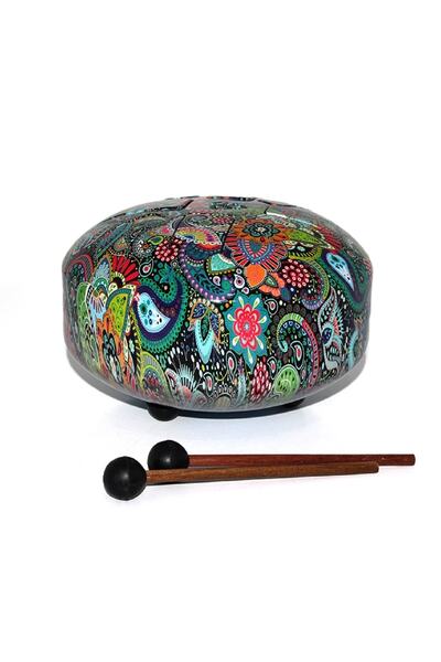 hediyeconcepti Renkli 8 Notalı Tongue Drum Sopalı Meditasyon Çanı Çantalı