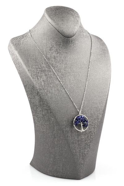 Vip قلادة شجرة الحياة ملفوفة بسلك من حجر اللازورد الطبيعي