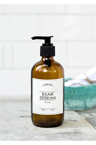 TEMMUZ HOME Modern Amber Cam Sıvı Bulaşık Deterjanı Şişesi 500 Ml Sıvı Deterjan